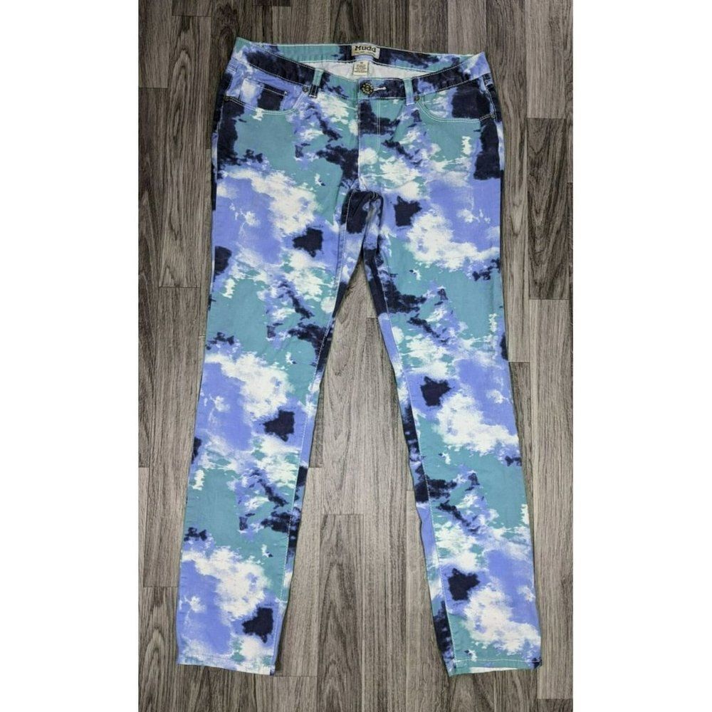 (3/$35) Mudd Juniors Size 13 Pockets Blue Black Green White Multicolored Pants‎
